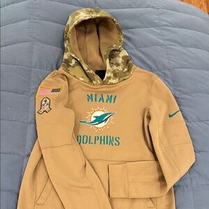 Nike Khaki Miami Dolphins Hoodie with Camo Hood